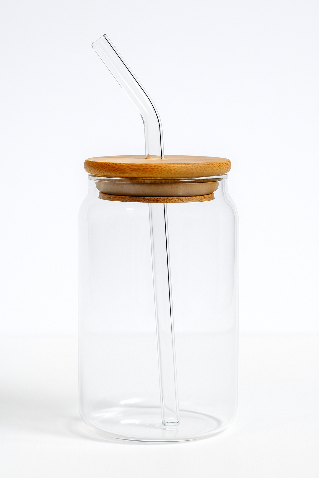 Glass cup with wooden lid